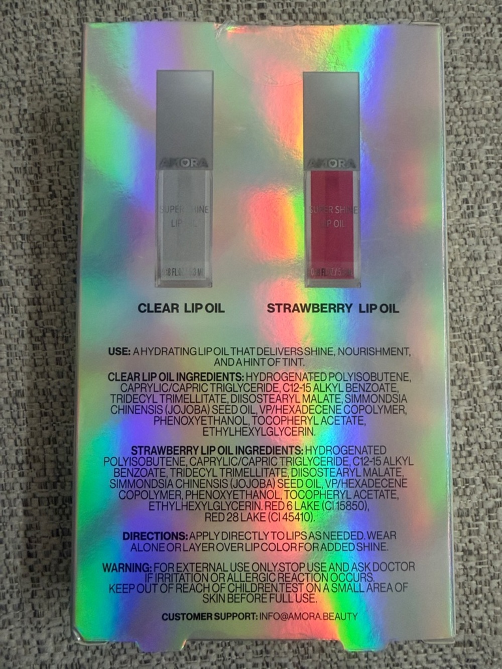 Super Shine Oil Lip Gloss Duo - Clear & Strawberry - Picture 2 of 2